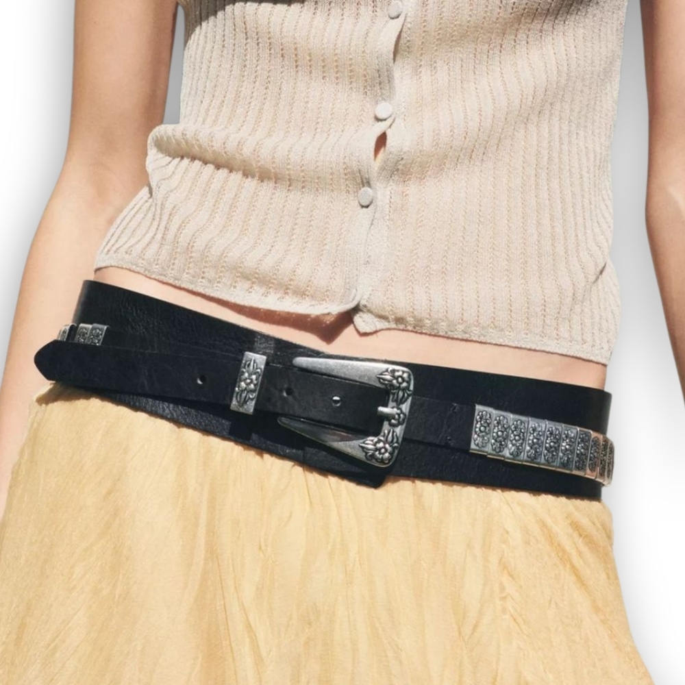 ZARA Leather Belt with Melt Pieces